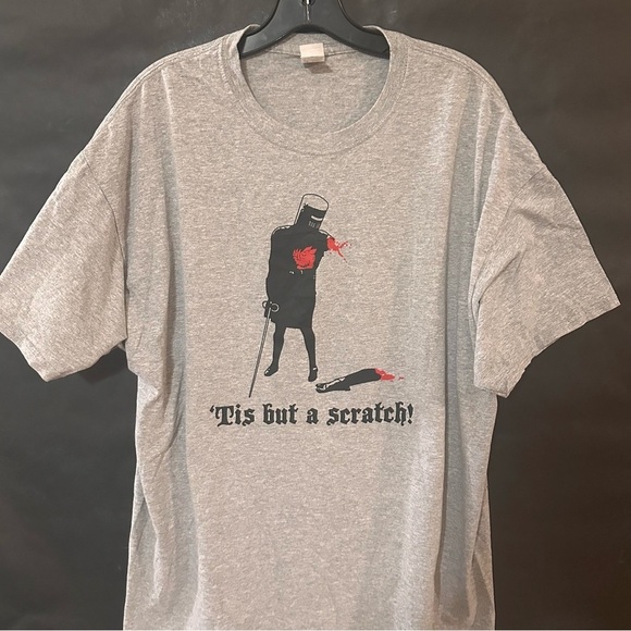 Monty Python Holy Grail Black Knight Gray Graphic T-Shirt Tee - Picture 3 of 6